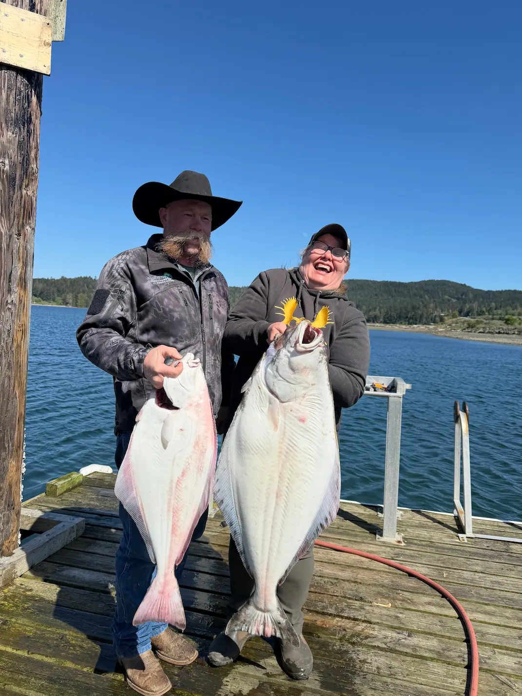 Guests with a fall halibut catch